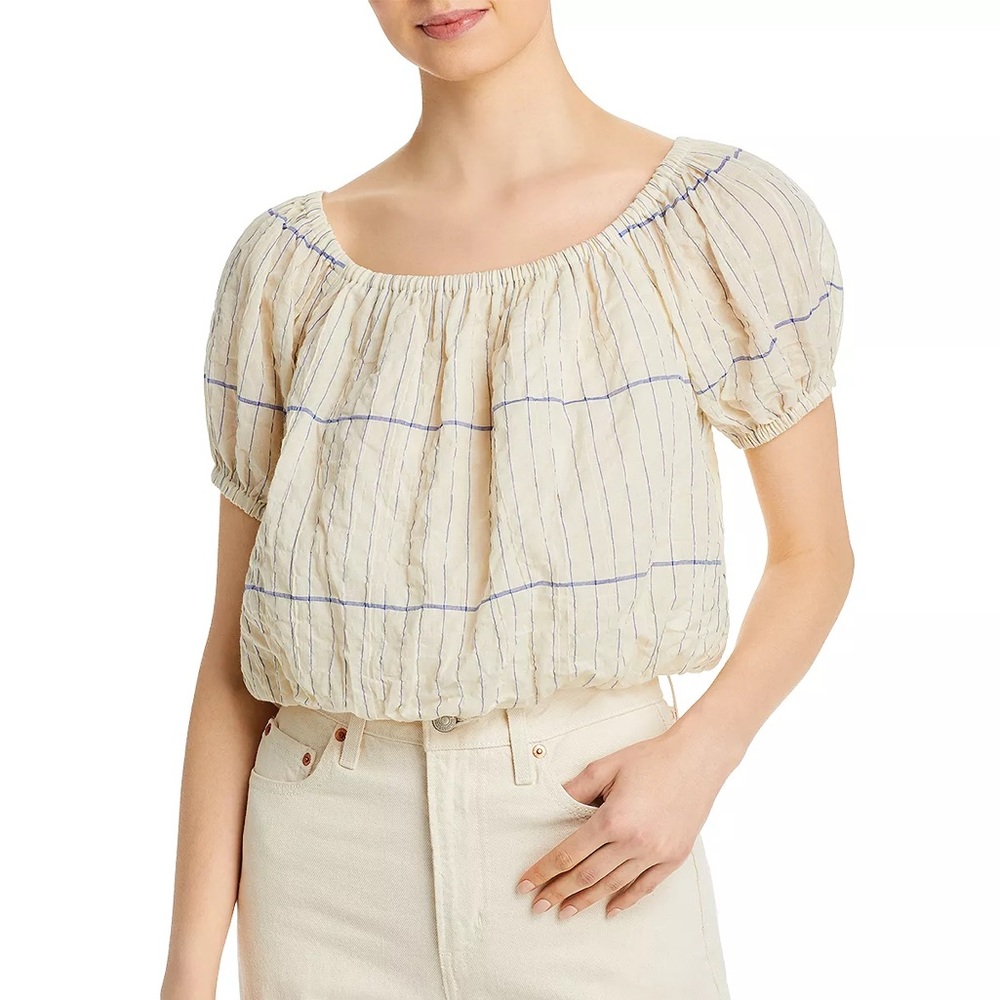 Offers Welcome!! NWT Tory Burch Cropped Top - Ivory, Duchess Blue, Open Stripe